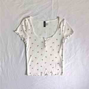 H&M dainty floral white top